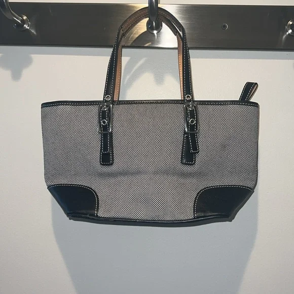 Coach Vintage Black & White Tweed Top Handle Satchel Tote Handbag #9557 - Picture 5 of 15